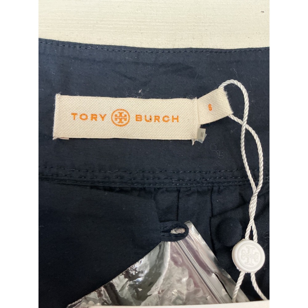 Tory Burch Alicia Dress Navy Sea Embroidered Cotton Mini Tassel Belt 8 NEW 38321 - Picture 11 of 14
